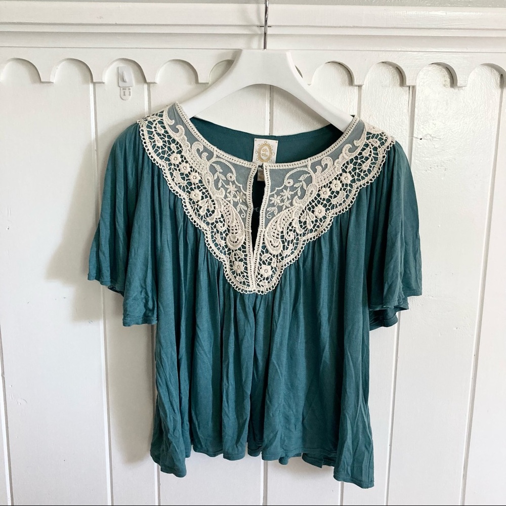 Anthropologie / Rio Rao lace neck cottage core cardigan